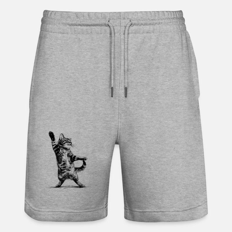 Disco-Katze - Stanley/Stella Unisex Bio Joggingshorts Trainer  - Grau meliert