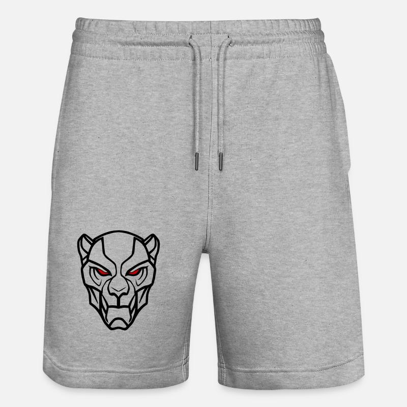 Vector Lion Head Design - Stanley/Stella Trainer Unisex Organic Jogging Shorts - heather grey