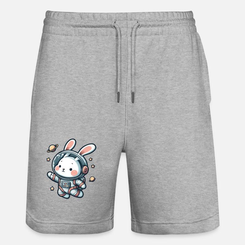 Lapin mignon, astronaute, lapin dans l’espace - Short de jogging bio TRAINER Stanley/Stella unisexe - gris chiné