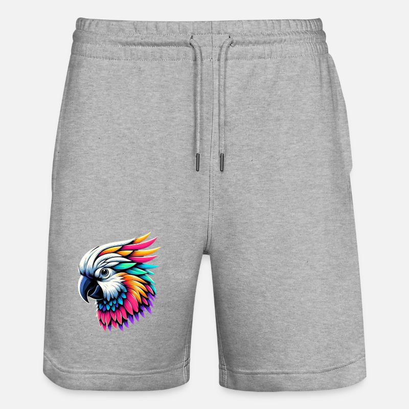 Perroquet cacatoès avec crête - Short de jogging bio TRAINER Stanley/Stella unisexe - gris chiné