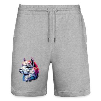 Alpaca - Stanley/Stella Trainer Unisex Organic Jogging Shorts - heather grey - Front - Nik (191cm) & Marisol (170cm)