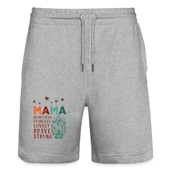 Mama - Schön, Furchtlos, Schön, Mutig, Stark - Stanley/Stella Unisex Bio Joggingshorts Trainer  - Grau meliert - Vorne - Nik (191cm) & Marisol (170cm)