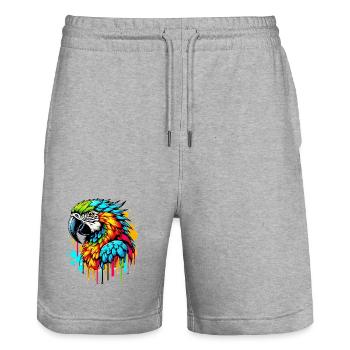 Papagei - Stanley/Stella Unisex Bio Joggingshorts Trainer  - Grau meliert - Vorne - Nik (191cm) & Marisol (170cm)