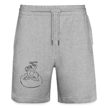 Frog Dragonfly coloring page hand-illustrated - Stanley/Stella Trainer Unisex Organic Jogging Shorts - heather grey - Front - Nik (191cm) & Marisol (170cm)