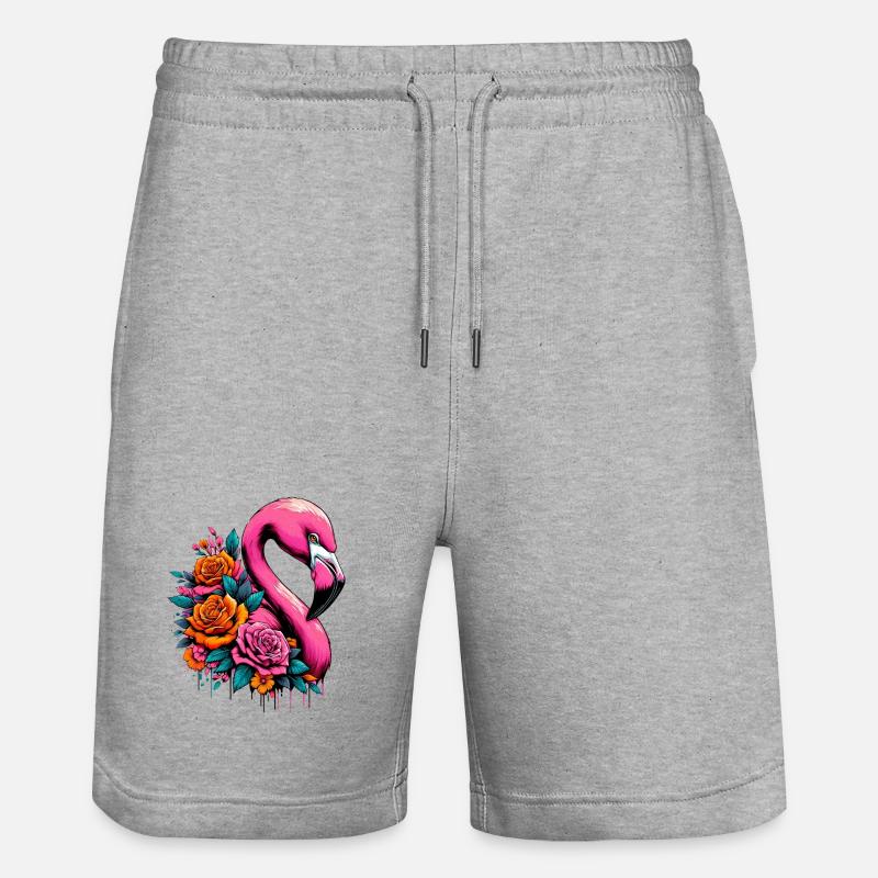 Flamingo - Stanley/Stella Unisex Bio Joggingshorts Trainer  - Grau meliert