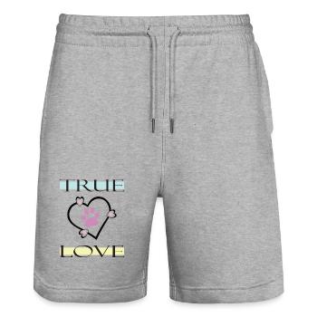 True Love Pfotenabdruck - Stanley/Stella Unisex Bio Joggingshorts Trainer  - Grau meliert - Vorne - Nik (191cm) & Marisol (170cm)