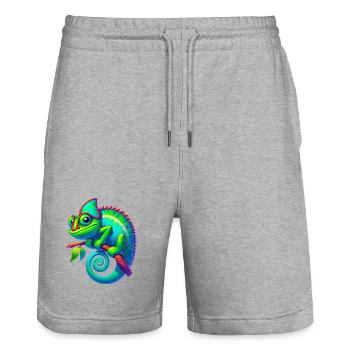 Chameleon - Stanley/Stella Trainer Unisex Organic Jogging Shorts - heather grey - Front - Nik (191cm) & Marisol (170cm)