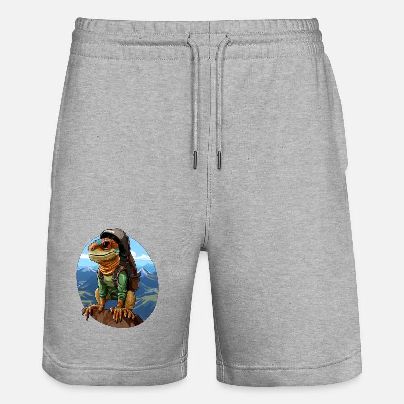 Eidechsen Bergsteiger / Wandern Eidechse - Stanley/Stella Unisex Bio Joggingshorts Trainer  - Grau meliert