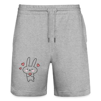 Niedlicher Hase mit Herzen: Zum Verlieben süß! - Stanley/Stella Unisex Bio Joggingshorts Trainer  - Grau meliert - Vorne - Nik (191cm) & Marisol (170cm)