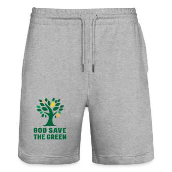 Tag der Erde - Gott schütze das Grün - Stanley/Stella Unisex Bio Joggingshorts Trainer  - Grau meliert - Vorne - Nik (191cm) & Marisol (170cm)