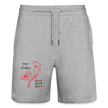 meine Hobbys sind Du, Love - Stanley/Stella Unisex Bio Joggingshorts Trainer  - Grau meliert - Vorne - Nik (191cm) & Marisol (170cm)