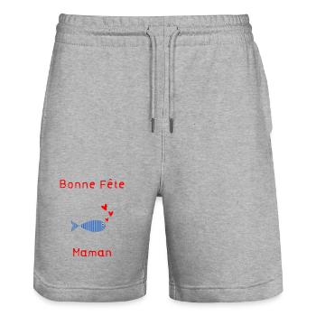 BONNE FÊTE. BONNE FÊTE MAMAN. MAMAN FÊTE DES MÈRES - Short de jogging bio TRAINER Stanley/Stella unisexe - gris chiné - Devant - Nik (191cm) & Marisol (170cm)