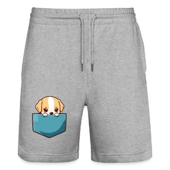 Cute Dog - Stanley/Stella Trainer Unisex Organic Jogging Shorts - heather grey - Front - Nik (191cm) & Marisol (170cm)