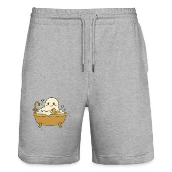 Ghost bubble bath - Stanley/Stella Trainer Unisex Organic Jogging Shorts - heather grey - Front - Nik (191cm) & Marisol (170cm)