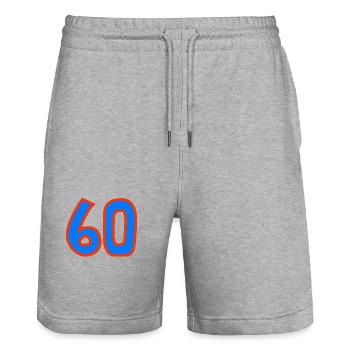 60. 60 YEARS. 60th ANNIVERSARY. 60TH BIRTHDAY. - Stanley/Stella Trainer Unisex Organic Jogging Shorts - heather grey - Front - Nik (191cm) & Marisol (170cm)