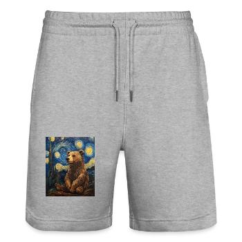 Bear Bears Van Gogh Style Starry Night - Stanley/Stella Trainer Unisex Organic Jogging Shorts - heather grey - Front - Nik (191cm) & Marisol (170cm)