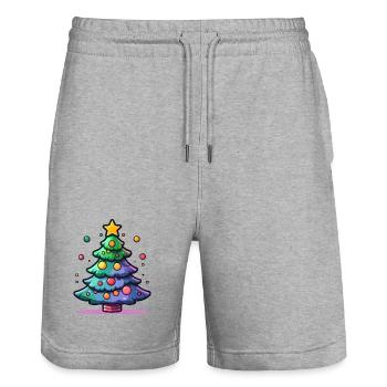 Festive Christmas Tree with Colourful Ornaments - Stanley/Stella Trainer Unisex Organic Jogging Shorts - heather grey - Front - Nik (191cm) & Marisol (170cm)