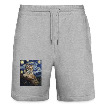 Lynx style Van Gogh étoilé - Short de jogging bio TRAINER Stanley/Stella unisexe - gris chiné - Devant - Nik (191cm) & Marisol (170cm)