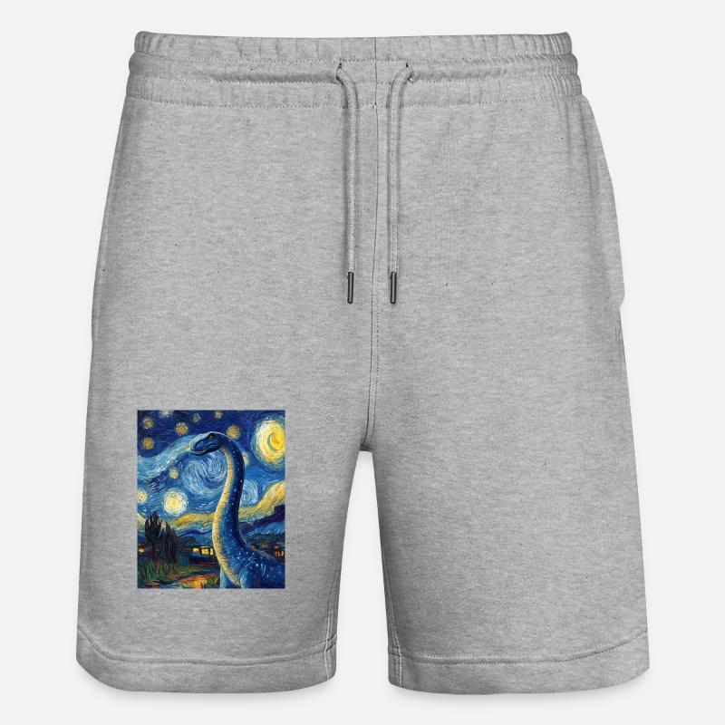 Brachiosaure Dino Style Van Gogh Étoilé - Short de jogging bio TRAINER Stanley/Stella unisexe - gris chiné