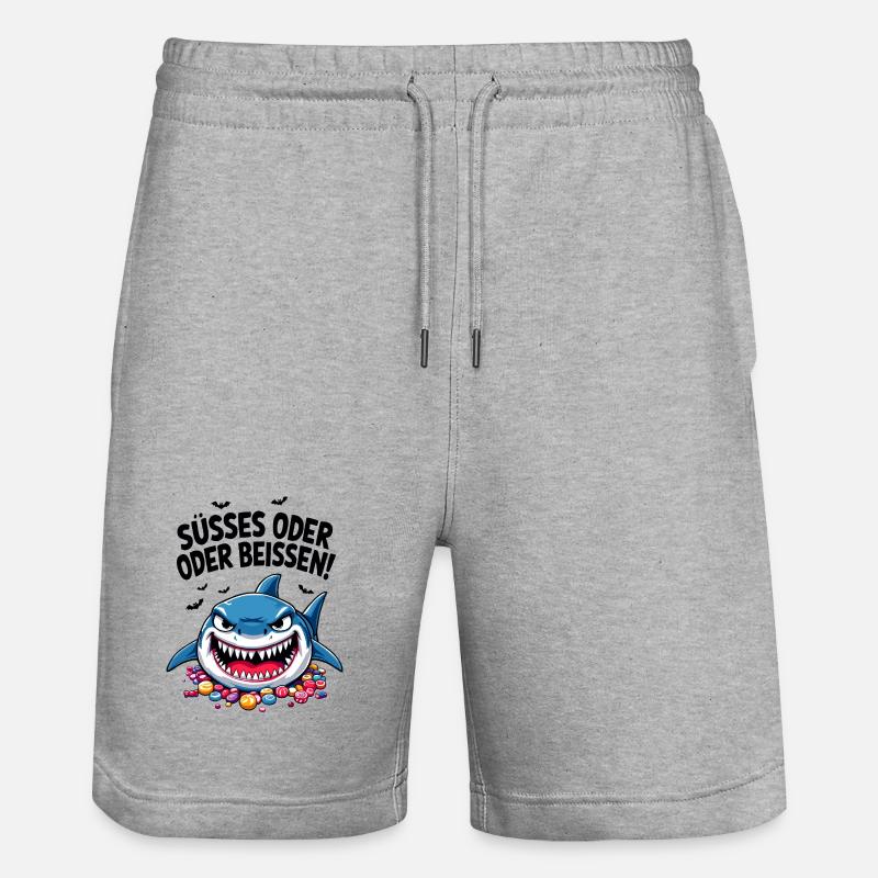 Halloween Süßes oder Saures Hai Süßgkeiten - Stanley/Stella Unisex Bio Joggingshorts Trainer  - Grau meliert