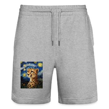 Guépard Léopard Style Van Gogh Étoilé - Short de jogging bio TRAINER Stanley/Stella unisexe - gris chiné - Devant - Nik (191cm) & Marisol (170cm)