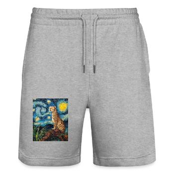 Guépard Léopard Style Van Gogh Étoilé - Short de jogging bio TRAINER Stanley/Stella unisexe - gris chiné - Devant - Nik (191cm) & Marisol (170cm)