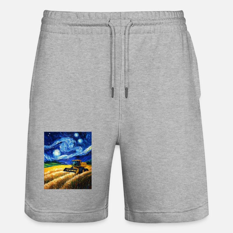 moissonneuse-batteuse fermier style van gogh étoilé - Short de jogging bio TRAINER Stanley/Stella unisexe - gris chiné
