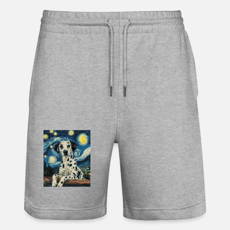 Chien Dalmatien Style Van Gogh Étoilé - Short de jogging bio TRAINER Stanley/Stella unisexe - gris chiné