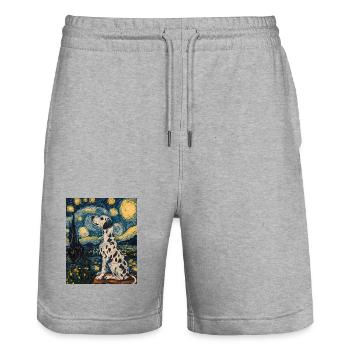 Chien Dalmatien Style Van Gogh Étoilé - Short de jogging bio TRAINER Stanley/Stella unisexe - gris chiné - Devant - Nik (191cm) & Marisol (170cm)