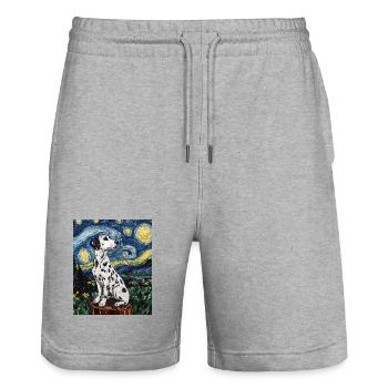 Chien Dalmatien Style Van Gogh Étoilé - Short de jogging bio TRAINER Stanley/Stella unisexe - gris chiné - Devant - Nik (191cm) & Marisol (170cm)
