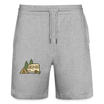 Abenteuer Camping Naturdesign - Stanley/Stella Unisex Bio Joggingshorts Trainer  - Grau meliert - Vorne - Nik (191cm) & Marisol (170cm)