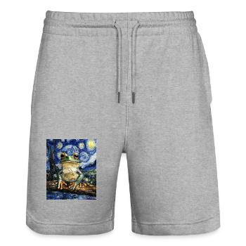Frosch Frösche Van Gogh Style Starry Night - Stanley/Stella Unisex Bio Joggingshorts Trainer  - Grau meliert - Vorne - Nik (191cm) & Marisol (170cm)