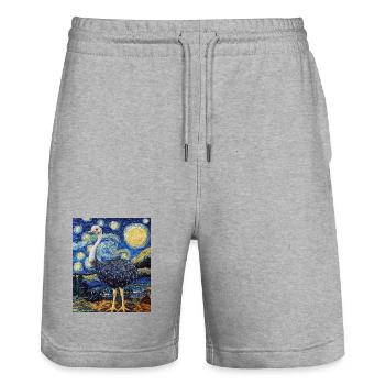 Bouquet Nuit étoilée style Van Gogh - Short de jogging bio TRAINER Stanley/Stella unisexe - gris chiné - Devant - Nik (191cm) & Marisol (170cm)