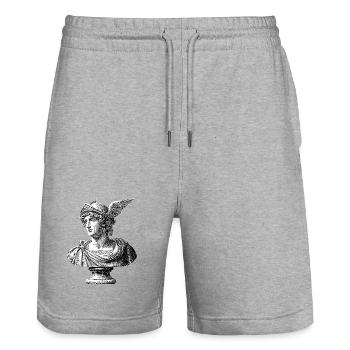 Antike Büste Hermes - Klassische Gravur - Stanley/Stella Unisex Bio Joggingshorts Trainer  - Grau meliert - Vorne - Nik (191cm) & Marisol (170cm)