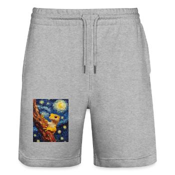 Gecko Van Gogh Style Nuit étoilée - Short de jogging bio TRAINER Stanley/Stella unisexe - gris chiné - Devant - Nik (191cm) & Marisol (170cm)