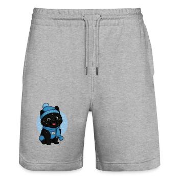 Cuddly Dog Winter Magic - Stanley/Stella Trainer Unisex Organic Jogging Shorts - heather grey - Front - Nik (191cm) & Marisol (170cm)