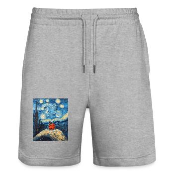 Coccinelle Van Gogh Style Nuit étoilée - Short de jogging bio TRAINER Stanley/Stella unisexe - gris chiné - Devant - Nik (191cm) & Marisol (170cm)