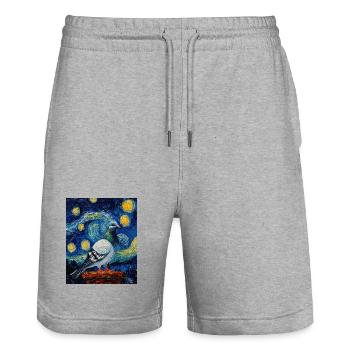 Colombe Oiseau Van Gogh Style Nuit étoilée - Short de jogging bio TRAINER Stanley/Stella unisexe - gris chiné - Devant - Nik (191cm) & Marisol (170cm)