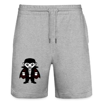 Cute Vampire Evil Dracula Costume for Halloween - Stanley/Stella Trainer Unisex Organic Jogging Shorts - heather grey - Front - Nik (191cm) & Marisol (170cm)