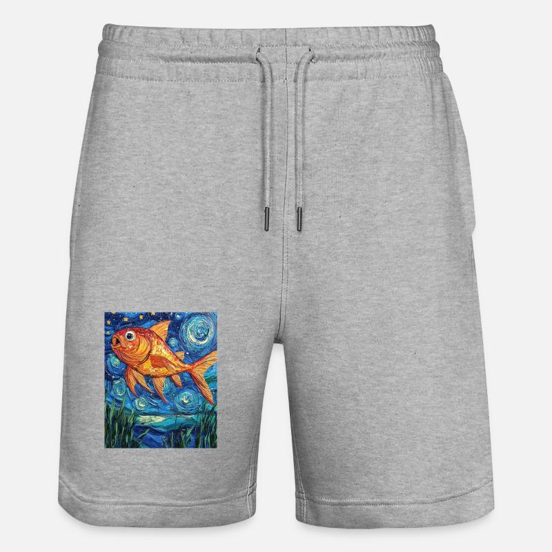 Poisson Rouge Poisson Style Van Gogh - Short de jogging bio TRAINER Stanley/Stella unisexe - gris chiné