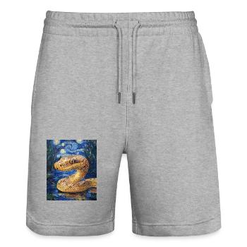  Schlange Python Van Gogh Style Starry Night - Stanley/Stella Unisex Bio Joggingshorts Trainer  - Grau meliert - Vorne - Nik (191cm) & Marisol (170cm)