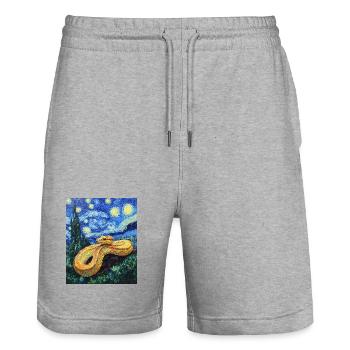  Schlange Python Van Gogh Style Starry Night - Stanley/Stella Unisex Bio Joggingshorts Trainer  - Grau meliert - Vorne - Nik (191cm) & Marisol (170cm)