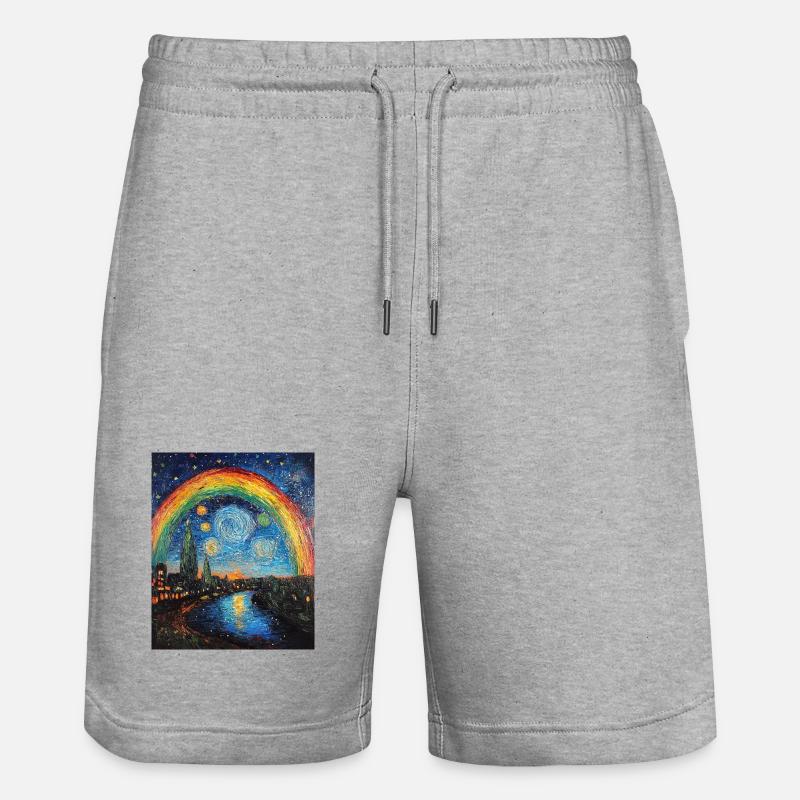 Regenbogen Van Gogh Style Starry Night - Stanley/Stella Unisex Bio Joggingshorts Trainer - Grau meliert