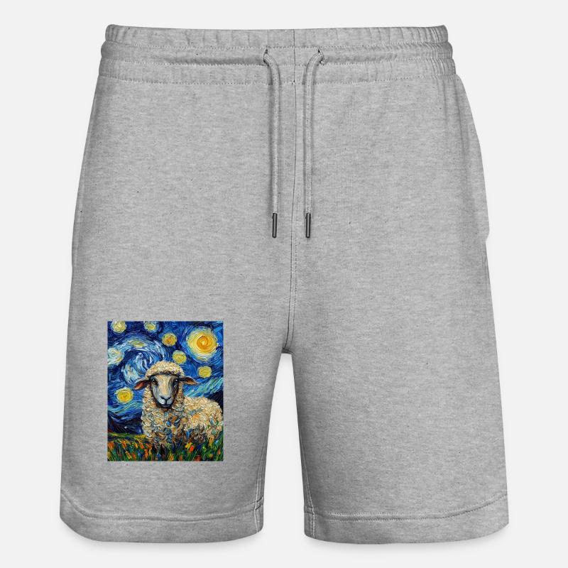 Mouton style Van Gogh Nuit étoilée - Short de jogging bio TRAINER Stanley/Stella unisexe - gris chiné