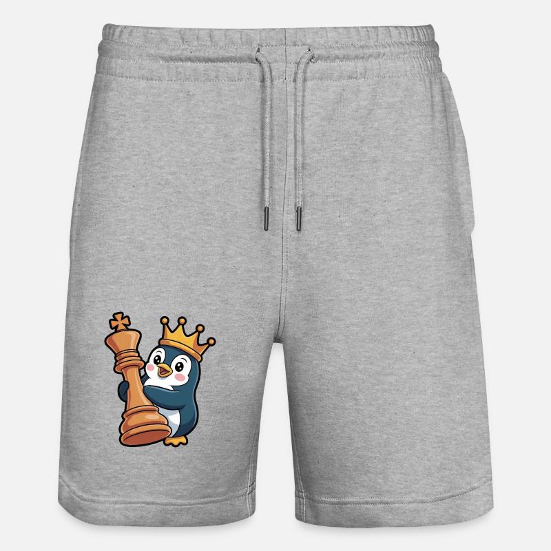 Kreativa pingouin pièce d’échecs roi échiquier - Short de jogging bio TRAINER Stanley/Stella unisexe - gris chiné