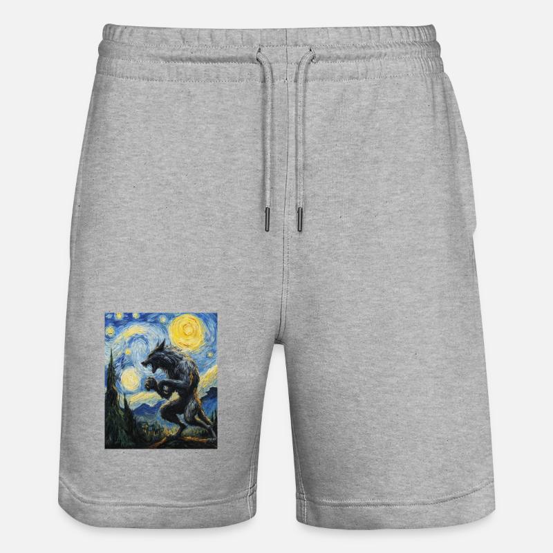 Werwolf Wolf Van Gogh Style - Stanley/Stella Unisex Bio Joggingshorts Trainer  - Grau meliert
