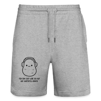 Patate gamer | Drôle de dicton pour les joueurs - Short de jogging bio TRAINER Stanley/Stella unisexe - gris chiné - Devant - Nik (191cm) & Marisol (170cm)