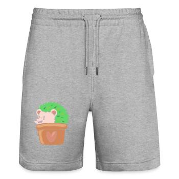 Plant Cactus Cacti - Stanley/Stella Trainer Unisex Organic Jogging Shorts - heather grey - Front - Nik (191cm) & Marisol (170cm)