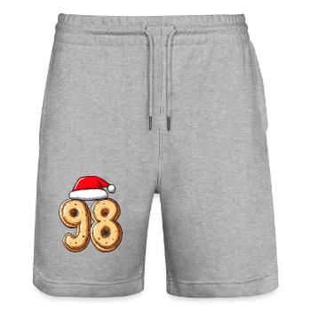 98 Number Biscuit Christmas - Stanley/Stella Trainer Unisex Organic Jogging Shorts - heather grey - Front - Nik (191cm) & Marisol (170cm)