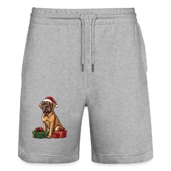 Cadeaux de Noël pour le chien mastiff - Short de jogging bio TRAINER Stanley/Stella unisexe - gris chiné - Devant - Nik (191cm) & Marisol (170cm)